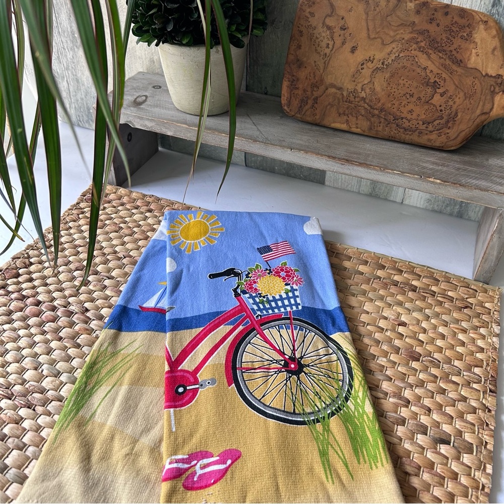 🌴Kay Dee Designs Beach Bike Dual Purpose Terry Kitchen Towel, 16”x 26”